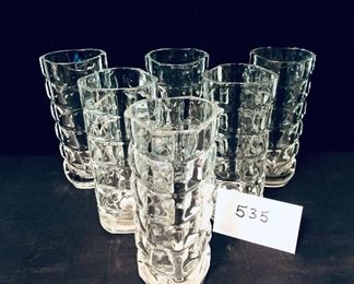 Set of six retro glasses 6.5 inches tall $30
