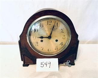 Tambour mantle clock 
nine wide nine tall $70