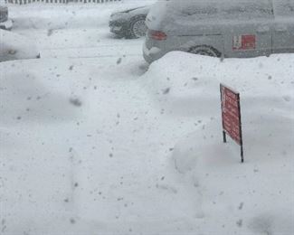 Snow machine on full! Check the video as to how high the snow got by using our sign as the stick.