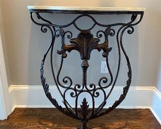 Iron console table with marble top