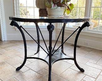 Lions head center table with glass top