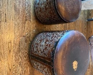 Leather foot stools 