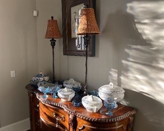 Berman Iron Buffet Lamps with woven shades 