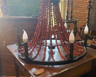 Red beaded chandelier $195