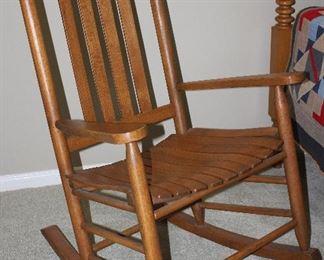 Vintage Solid Oak Slat Back Rocker