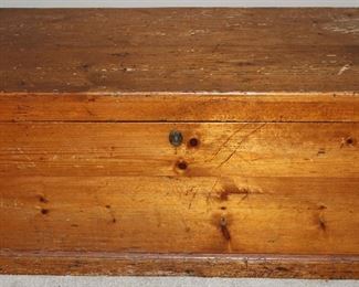 Antique Hand Crafted Dove Tailed Trunk with Interior Side Storage Compartments (37 3/8”W x 18”D x 18”H)