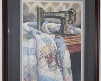 PatchWork Quilt” Signed and Numbered Print by Carolyn Watson Doubled Matted and Framed (19.5” x 23.5”)