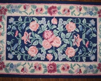 Handmade Latch Hooked Rose Garden Rug (30 1/2 “ x 49 1/2”)