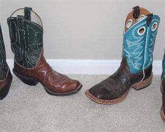 M.L.Leddy’s Custom Handmade Navy/Brown Western Boots. Justin’s Men’s Bent Rail Aqua/Brown Western Boots