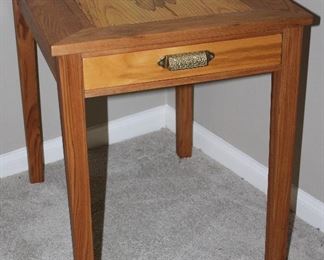 All Wood Side Table with Drawer w/Retro Brass Drawer Pull (18”W x 23 3/4”D x 23”H)