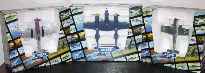 Franklin Mint Armour Collection: P51d Mustang “Jersey Jerk”, P38 “Lighting Jack” and Messerschmitt Me-bf109G, Wimmersol Mint in Box
