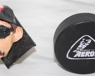 Dale Earnhardt Caricature Magnet . Vintage Houston Aeros WHA Official Game Hockey Puck Made in Canada