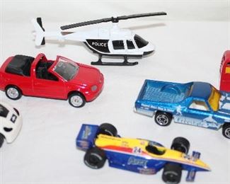Nano Auto Silverlit “Eagle”. Maisto VW Golf CTI, Maisto Police Helicopter, Johnny Lightning 1999 Playing Mantis, Hot Wheels 1970 Chevy El Camino Freestyle & Matchbox Originals Red Double Decker Bus