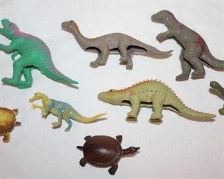 Misc. Vintage Rubber dinosaurs and Turtles
