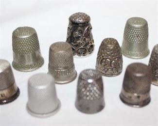 Metal Thimble Ccollection: Sterling Silver, Aluminum, Pewter, Etc.