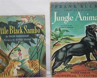 Vintage “Little Black Sambo” by Helen Rannerman Illustrated by Robert Moore C.1942. “Jungle Animals” (Bring Em Back Alive) by Frank Buck’s Illustrated by Roger Vernam c. 1945