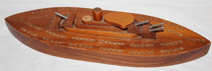 WWII 1940’S Handmade Wood Ships Cribbage Board