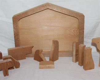 Solid Wood Puzzle Nativity Scene 11 x 14: shown separated