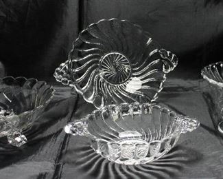 “Colony” by Fostoria C.1940-1973: Footed Bon-Bon, 2 Handled Sweet Meats Bowl, Mayonnaise Bowl and 2 Handle Lemon Plate