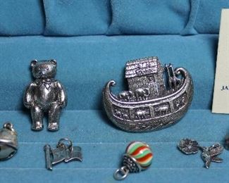 James Avery Pin/Pendant Retired Olive Leaf, Standing Bear, Noah’s Ark. Charms: Jack-o-Lantern, Sleigh Bell, Texas Flag, Art Glass Ball, Humming Bird & Flower, Barn and Cowboy Boots