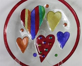 Silverstein-Demdaco “Hearts” Art Glass 11” Plate