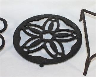 Wrought Iron Vintage 7” Footed Heart Trivet Vintage 8” Round Flower Footed Trivet. Antique Hand Forged Wrought Iron 8” Triangle Footed Trivet