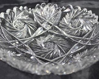 Brilliant Cut Crystal Pinwheel Star Pattern Bon Bon Dish (6”)