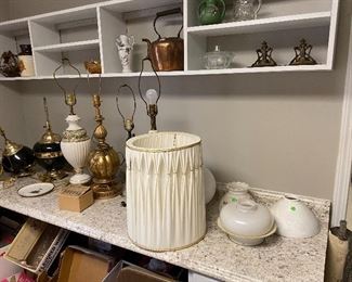 Several Lamps and miscellaneous glassware..