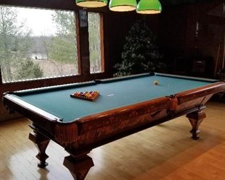 Inlaid slate full size pool table