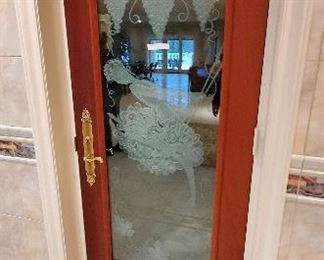 Etched glass door