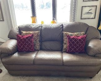 Mocha Leather Sofa 1 of 2 matching