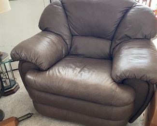 over stuffed matching leather chair