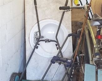Vanity tops with sinks, push mower