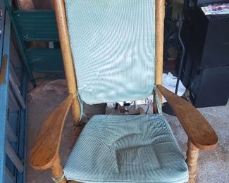 Wood and rattan rocking chair
