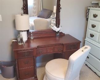 Antique Vanity, Adorable Pleated Handle Top Chair