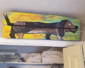 Art Dog from Kaboodle in Atlanta. Painting on Rustic Wood