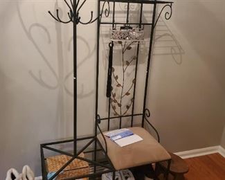 Metal hall tree and coat rack