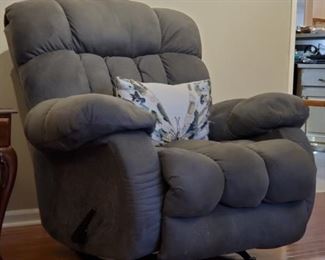 Large, Comfy Overstuffed Grey Recliner. (2 available)