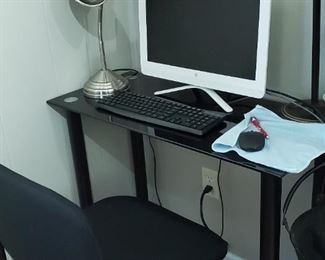 Computer Desk and Chair, Desk lamps, Computer Monitor