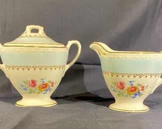 Eggshell Georgian Homer Laughlin sugar bowl and creamer