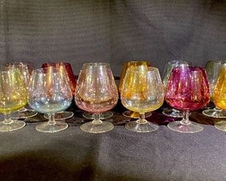 Rare vintage miniature opaque colored Cognac Brandy Shoot Glasses