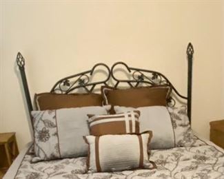 Queen green metal headboard