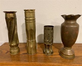 World War I Trench Artillery Brass Shell Casing Vases