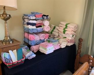 towels, sheets, various linens