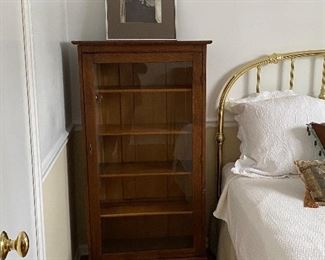 antique oak glass front display cabinet