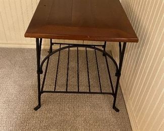 iron and wood slat end table