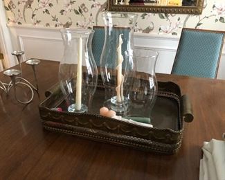 brass tray (dining set not for sale)