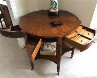 Toms Price round table with angled drawers