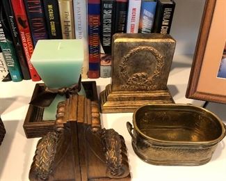 brass accents, bookends, etc