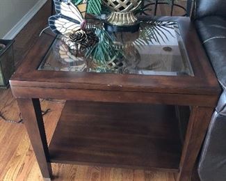 wood and glass side table